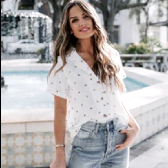 Palm Tree Button Up Blouse - Picture 1 of 2